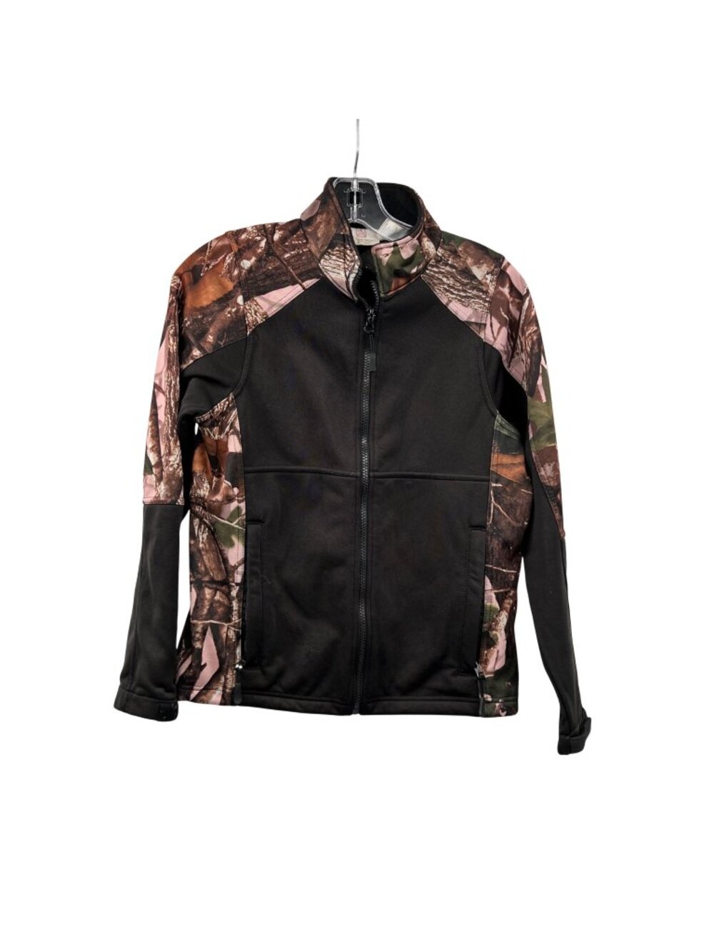 Real Work Wear Womens Black/Camo Jacket Full Zip Size Small Pockets